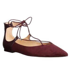 Sam Edelman Rosie Wine Red Lace Up‎ Pointed Toe Flats 10
